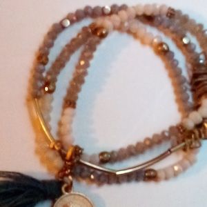 Seed bead and tassel stretchy Bracelet